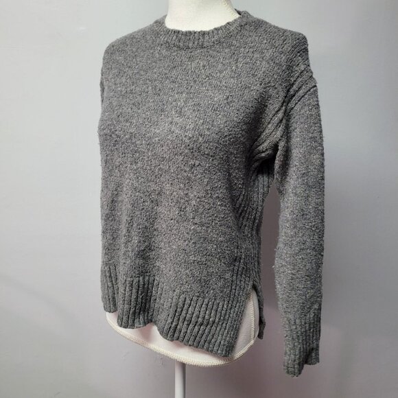 Pink Clover Sweater Gray Womens Small Split Side Long Sleeve Knit Fall Warm - Picture 1 of 9